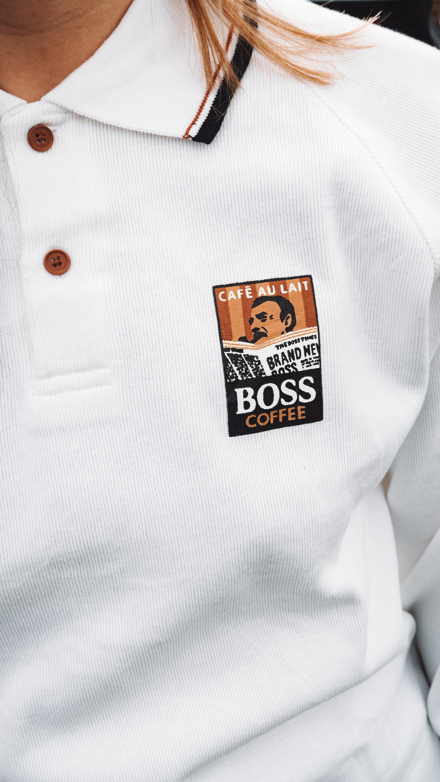 BOSS COFFEE LONG-SLEEVED POLO