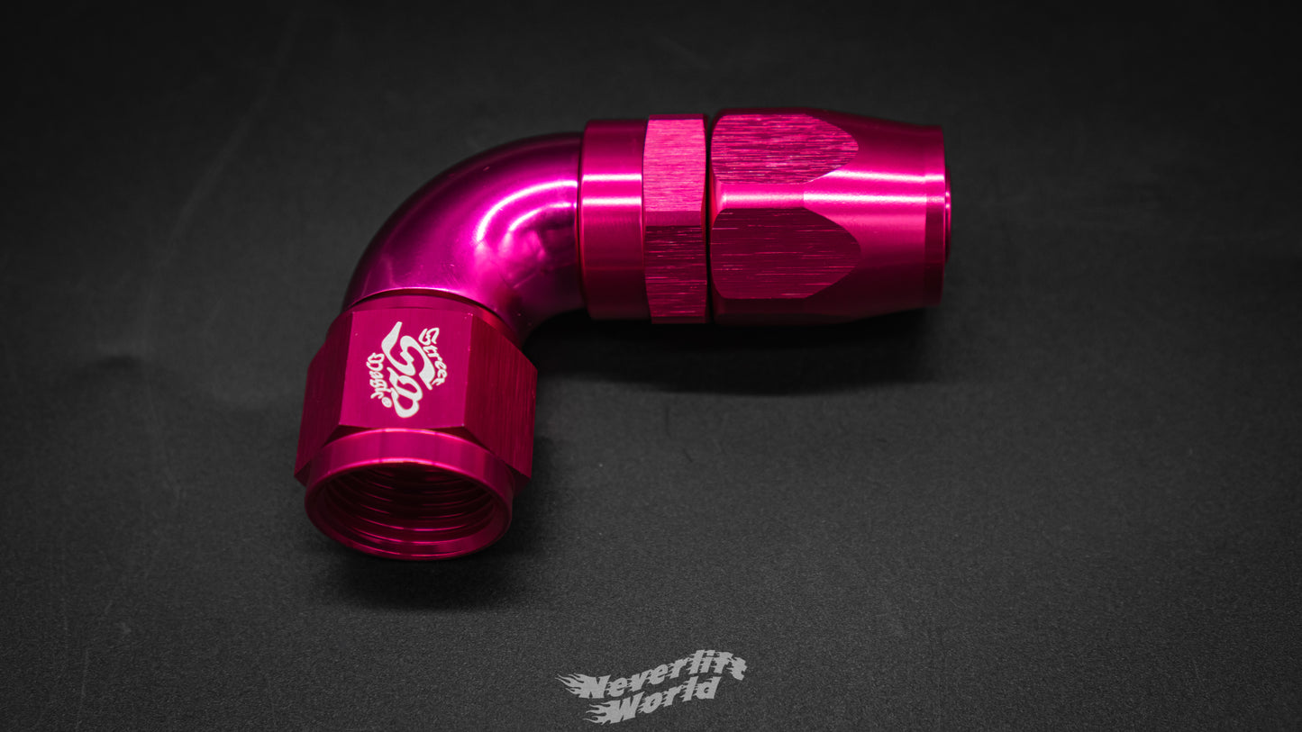 STREET MAGIC 6061 FULL FLOW AN10 90° SWIVEL HOSE END - HOT STYLE PINK