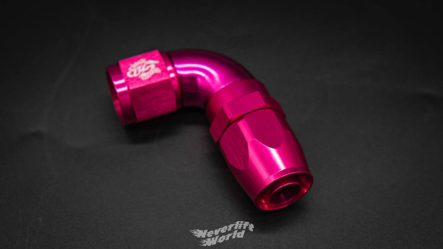 STREET MAGIC 6061 FULL FLOW AN10 90° SWIVEL HOSE END - HOT STYLE PINK