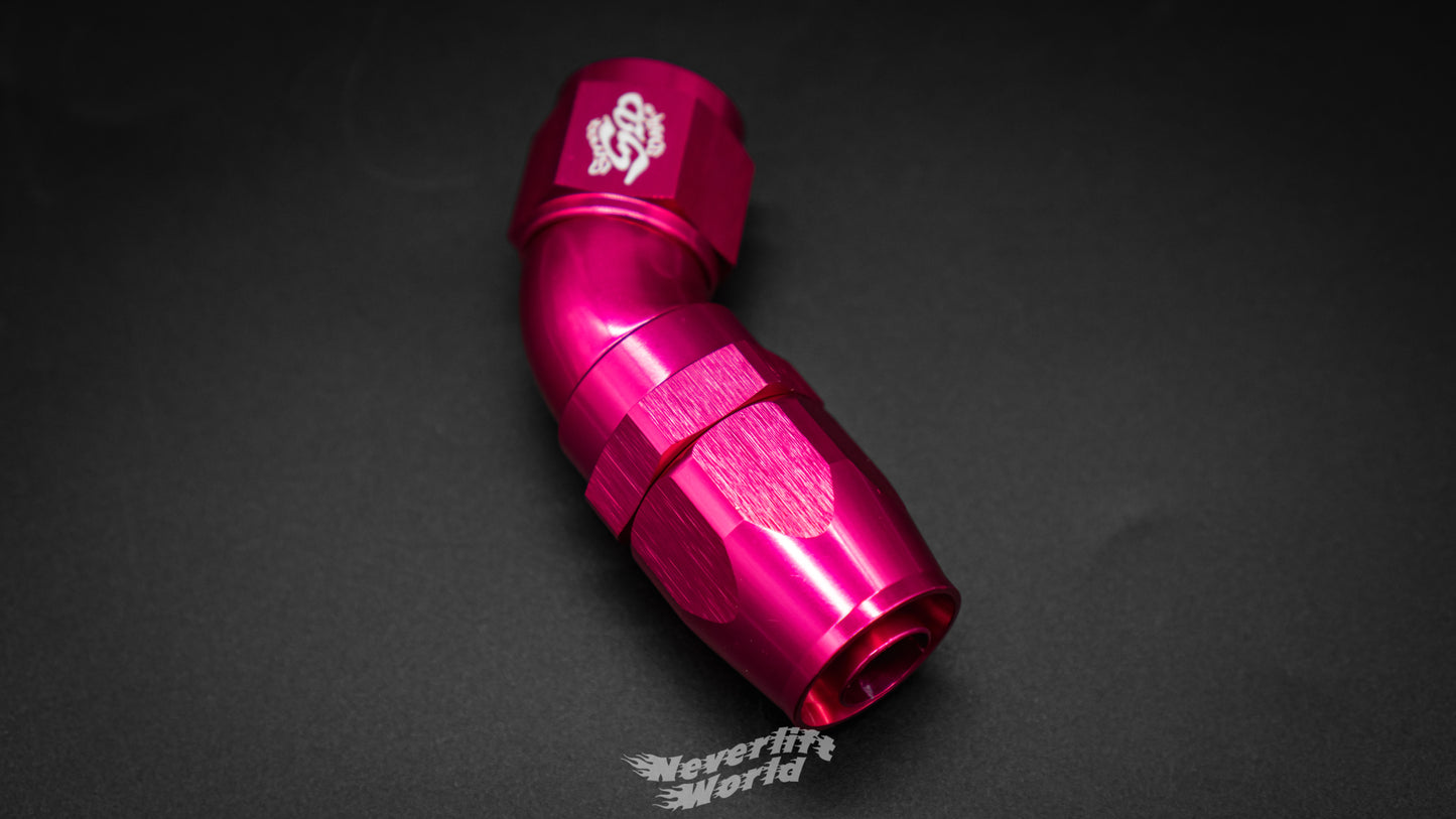 STREET MAGIC 6061 FULL FLOW AN10 45° SWIVEL HOSE END - HOT STYLE PINK