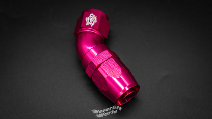 STREET MAGIC 6061 FULL FLOW AN10 45° SWIVEL HOSE END - HOT STYLE PINK