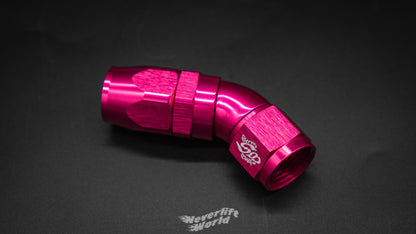 STREET MAGIC 6061 FULL FLOW AN10 45° SWIVEL HOSE END - HOT STYLE PINK